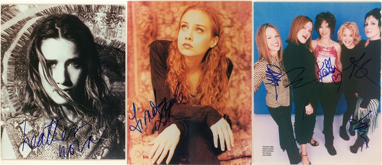 Lot of (3) Women Of Pop Single/Multi Signed Flats Signed By The Go-Gos, Fiona Apple & Heather Nova(Beckett Precert)